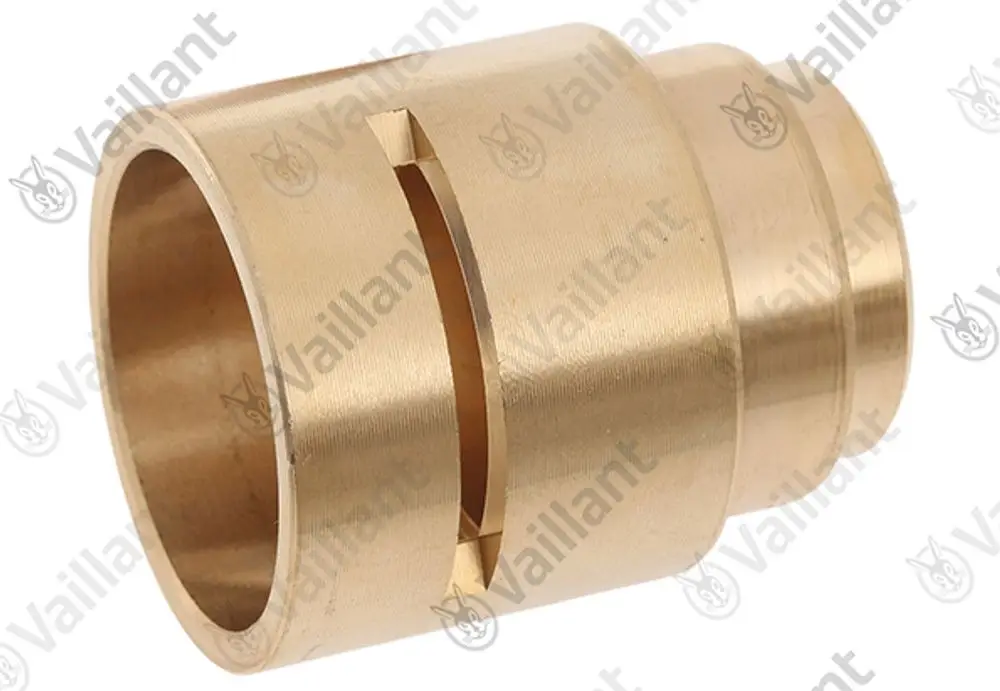 Vaillant Adapter aus Messing, zylindrische Form mit einer Nut und zwei Enden zur Verbindung von Rohren oder Armaturen.